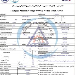 الکتروموتور YR جمکو 500kw1000rpm - تصویر 3