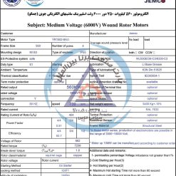 الکتروموتور YR جمکو 560kw750rpm - تصویر 3